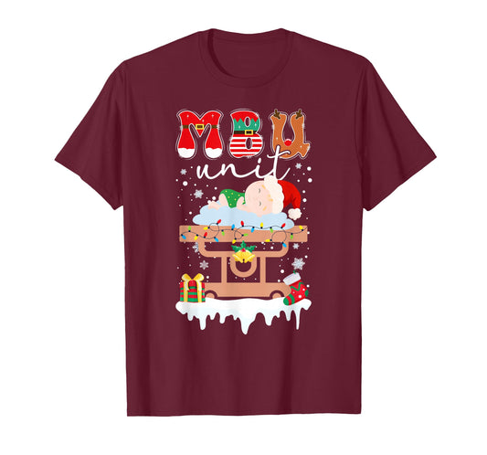 MBU Unit Christmas Mother Baby Nurse Xmas Postpartum Nurse T-Shirt