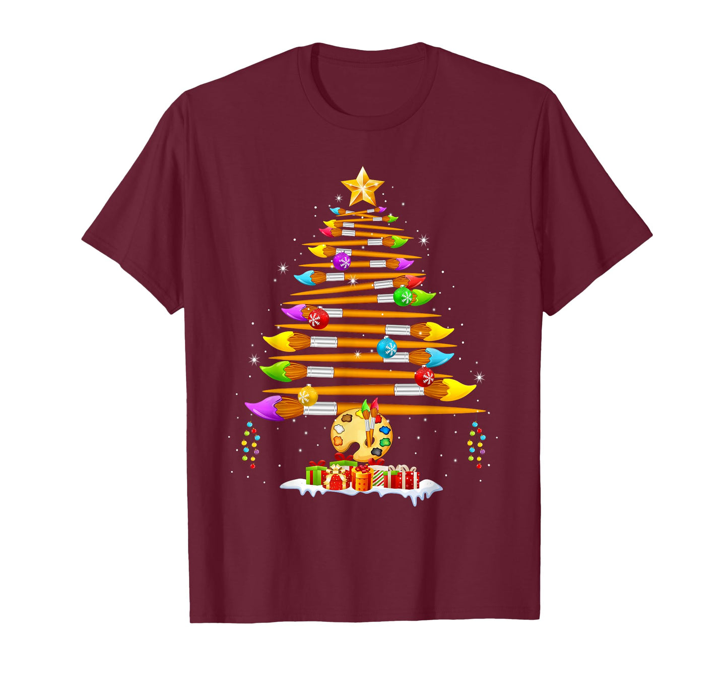 Paint Brush Christmas Tree Decor Painting for Painter Artist T-Shirt