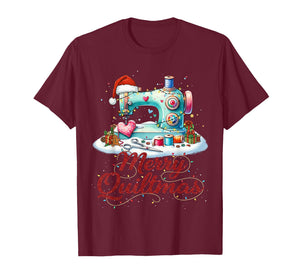 Cute Sewing Sewer Merry Quiltmas Christmas Patterns Quilter T-Shirt