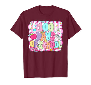 Preppy 100 Days of School 100th Day Teacher Girl Women Kids T-Shirt