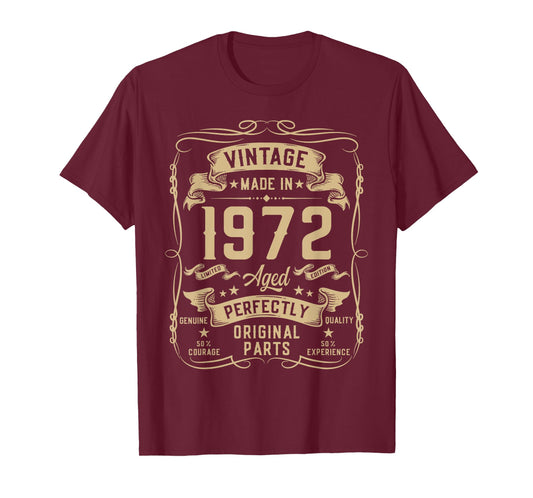 Vintage 1972 54yr 54th Birthday Gifts for Men 54 Years Old T-Shirt