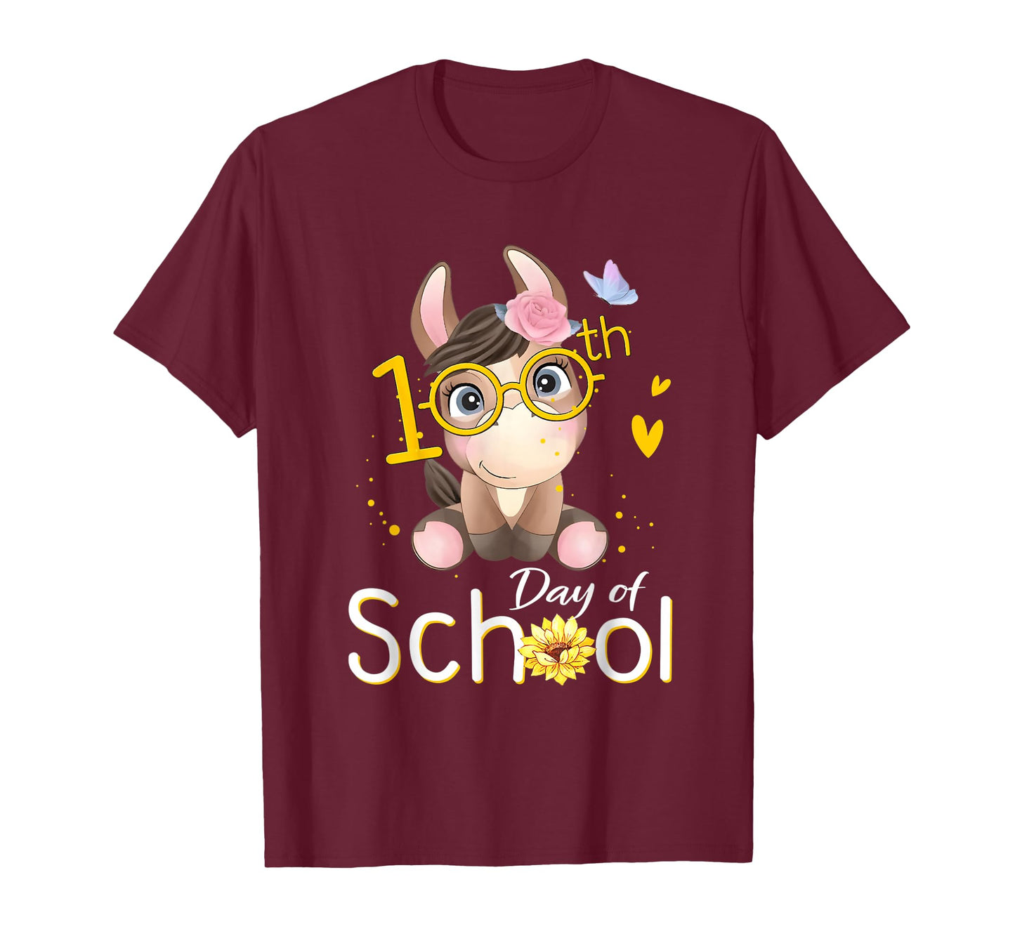 Cute 100 Days of School Happy 100th Day of School Horse T-Shirt