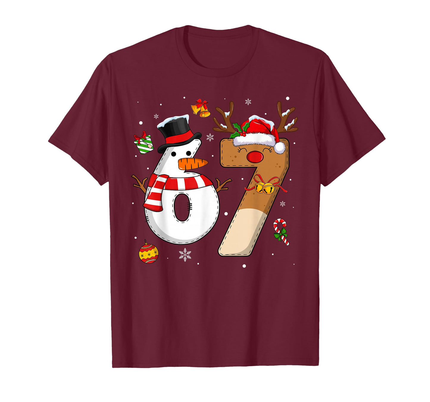 67 Six Seven Funny Christmas Shirts Boys Girls Kids 6 7 Meme T-Shirt