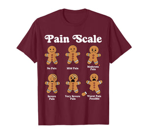 Pain Scale Funny Gingerbread Christmas Nurse Pain Assessment T-Shirt