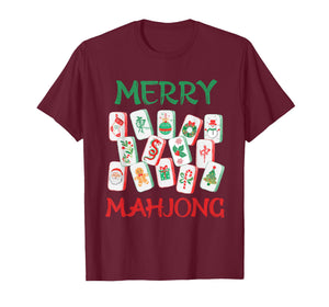 Watercolor Christmas Mahjong Tiles Chinese Mah Jong Xmas T-Shirt