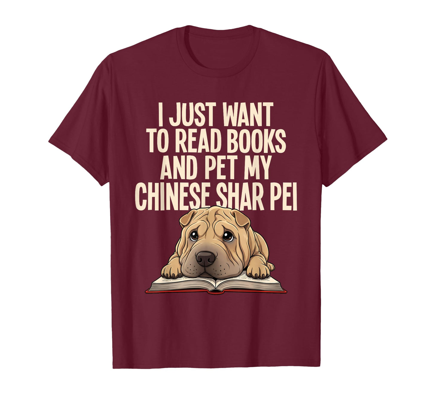 Chinese Shar Pei Lover Pet Lover Read Books Chinese Shar Pei T-Shirt