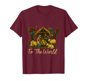 Rustic Nativity Joy to The World – Faithful Christmas Art T-Shirt