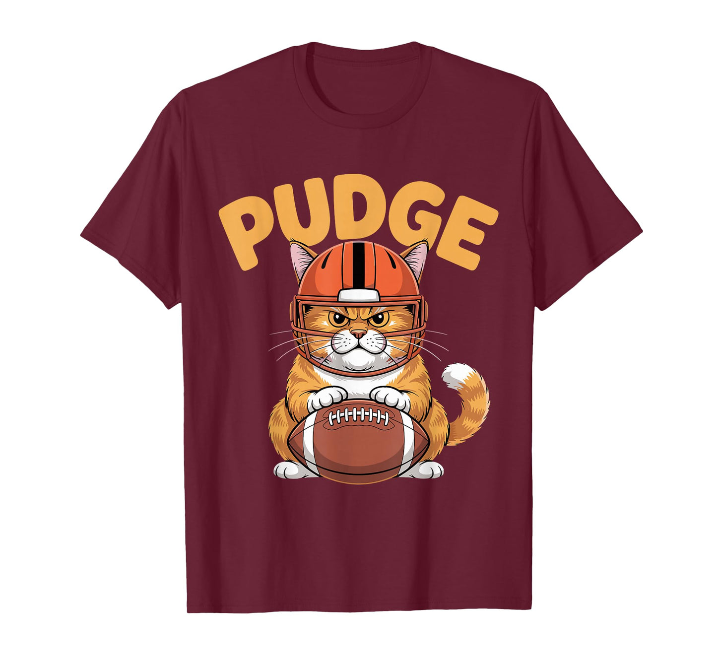 Pudge Grumpy Football Cat T-Shirt