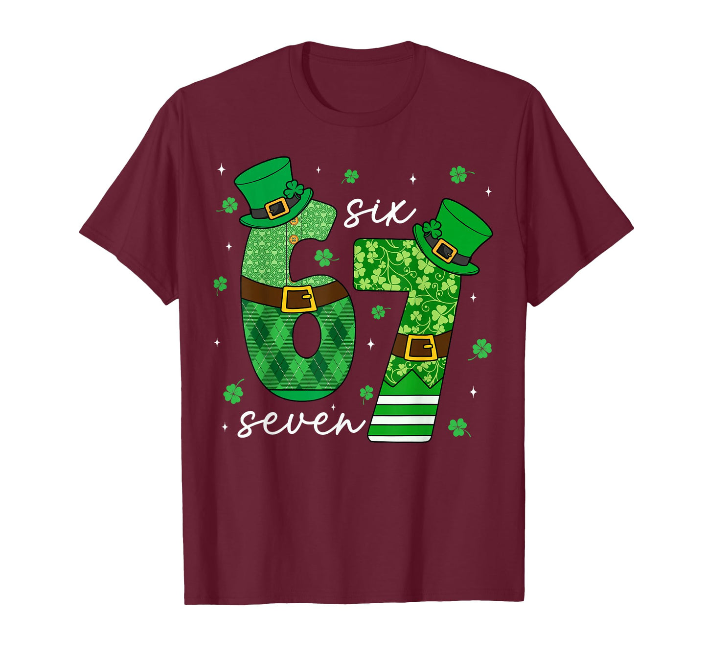 Funny Six Seven St Patricks Day Shirts Kids Boys 6 7 Meme T-Shirt