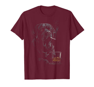 Black Labrador Smoking Cigarette Whisky Lover Funny Lab Dog T-Shirt