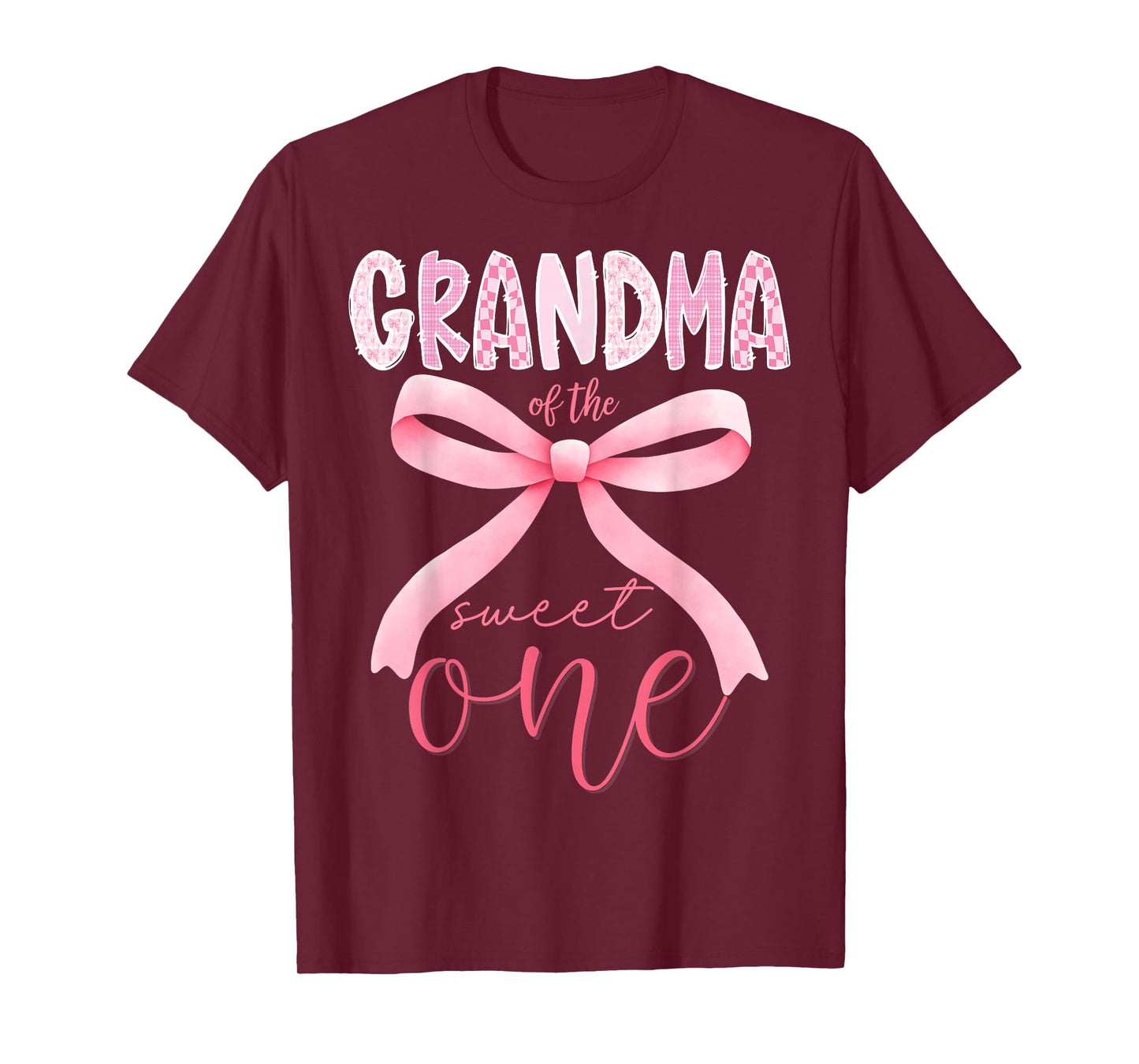 Grandma of The Sweet One Pink Coquette Bow 1st Birthday Girl T-Shirt