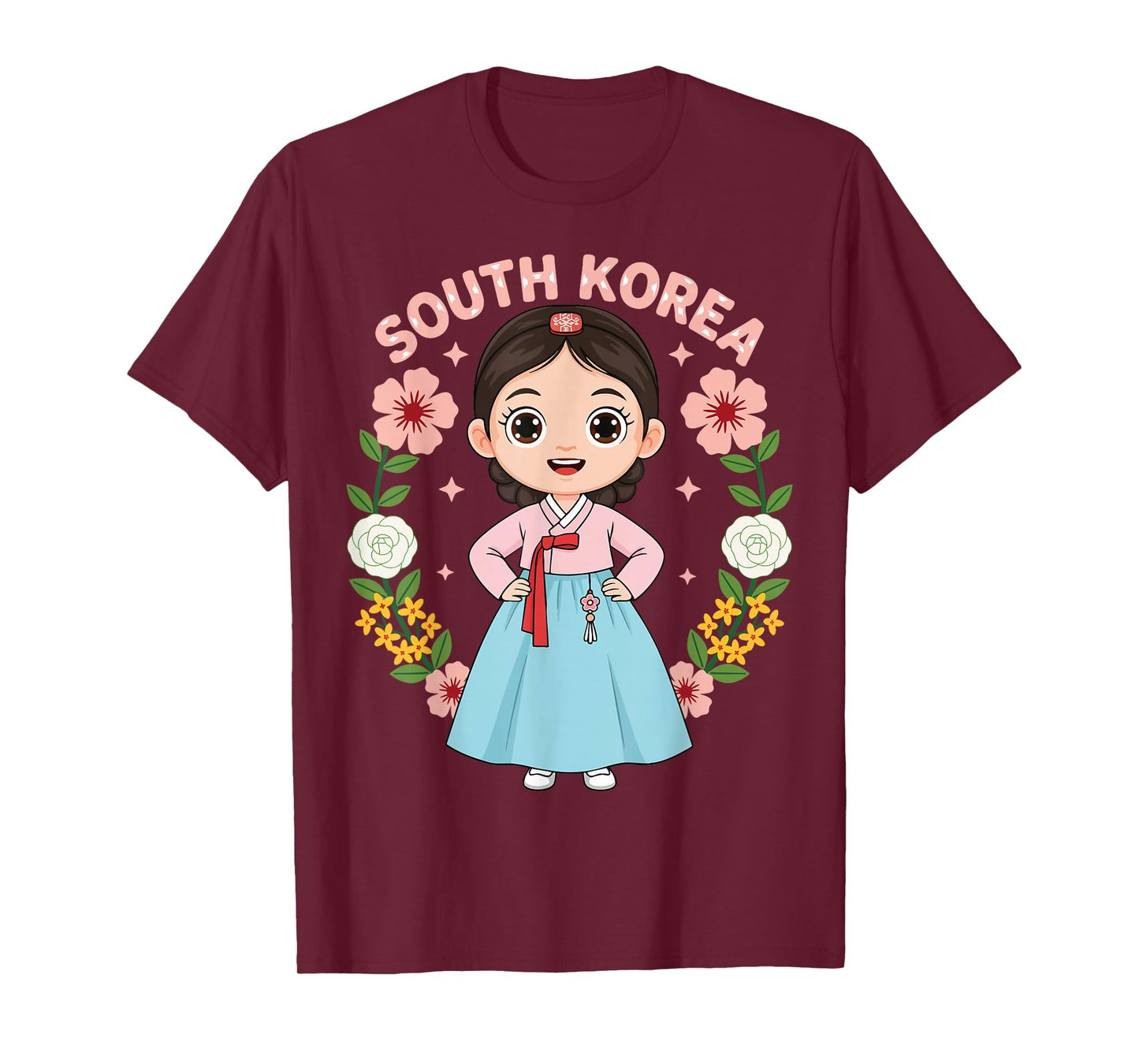 South Korea Korean Girl Traditional Dress Flowers Heritage T-Shirt