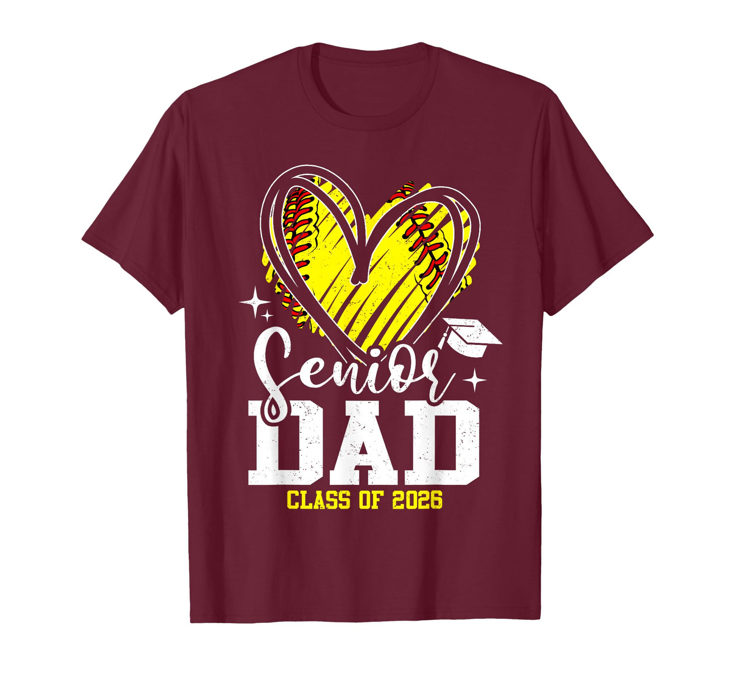 Senior Dad Class of 2026 Softball Graduation Heart T-Shirt