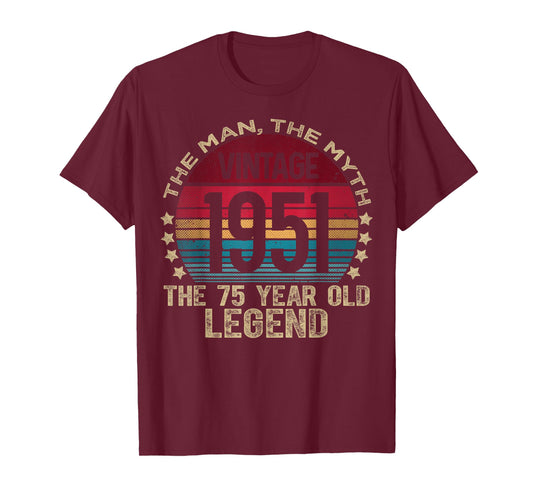 75 Year Old Gifts Vintage 1951 Limited Edition 75th Birthday T-Shirt