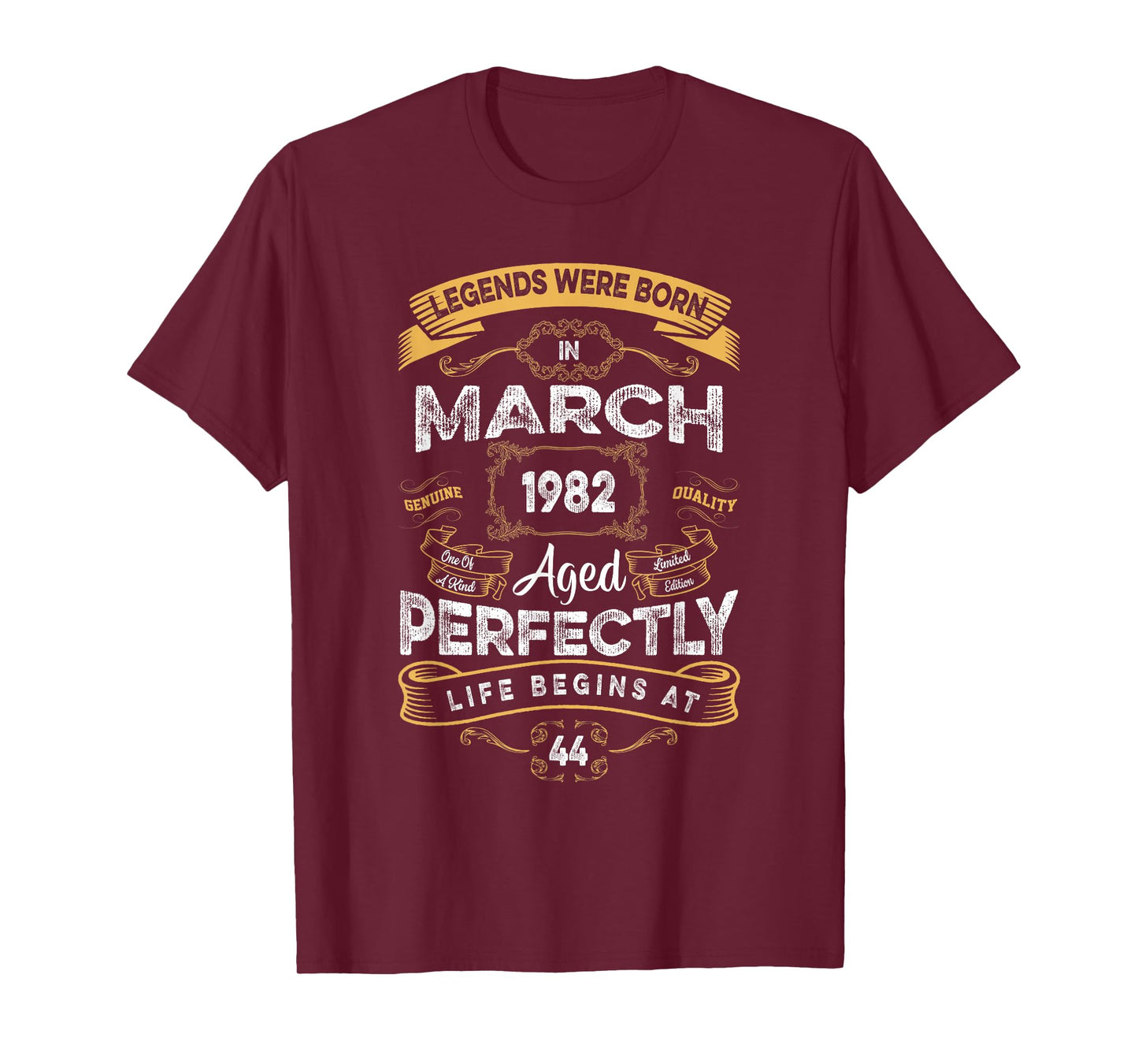 Retro 44th Birthday Legends were Born in March 1982 T-Shirt