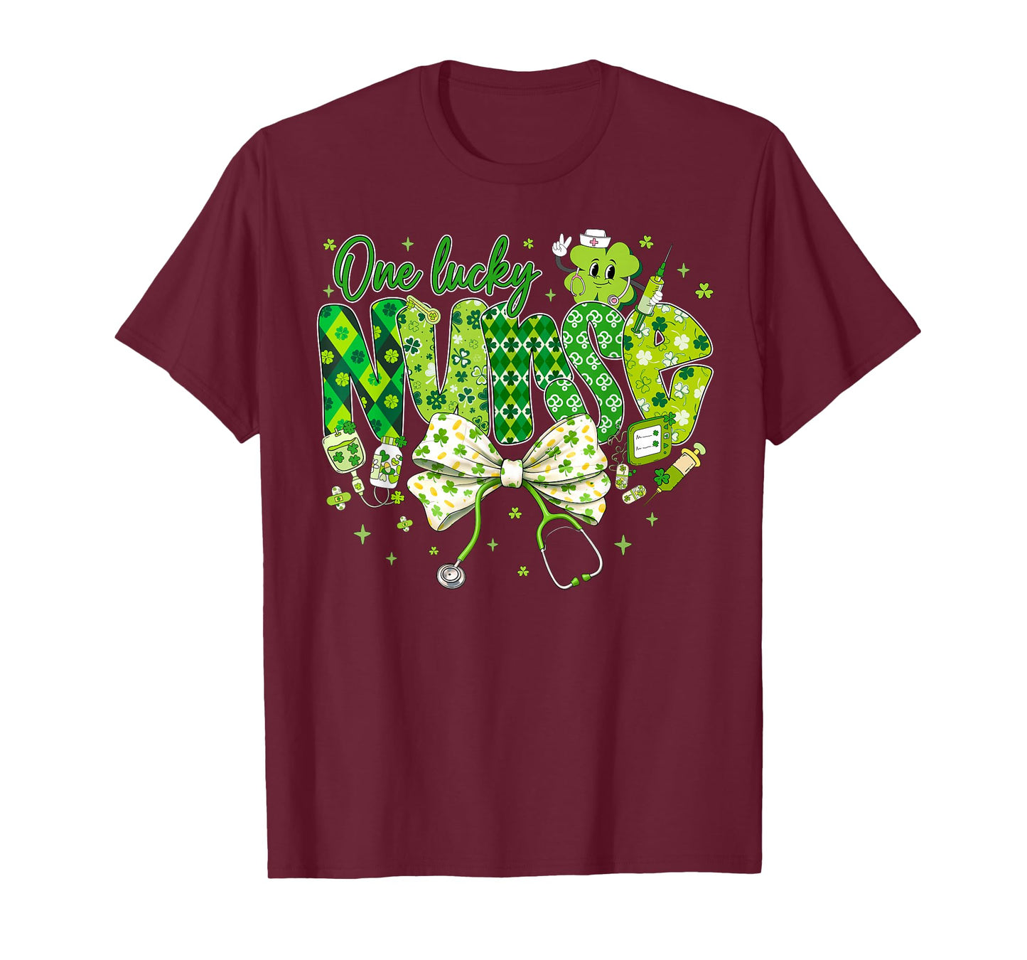 One Lucky Nurse St Patrick's Day Coquette Bow Shamrock Women T-Shirt