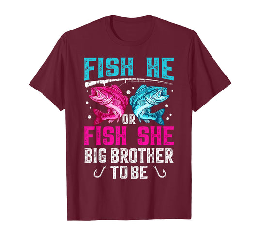 Fish He or She Big Brother to Be Gender Reveal Family T-Shirt