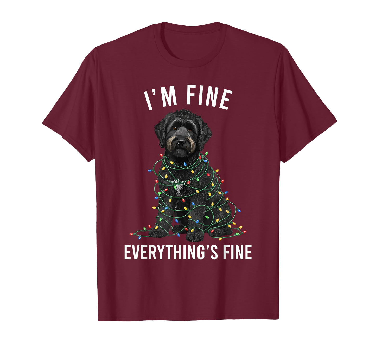 Black Labradoodle Christmas I'm Fine Everything is Fine T-Shirt