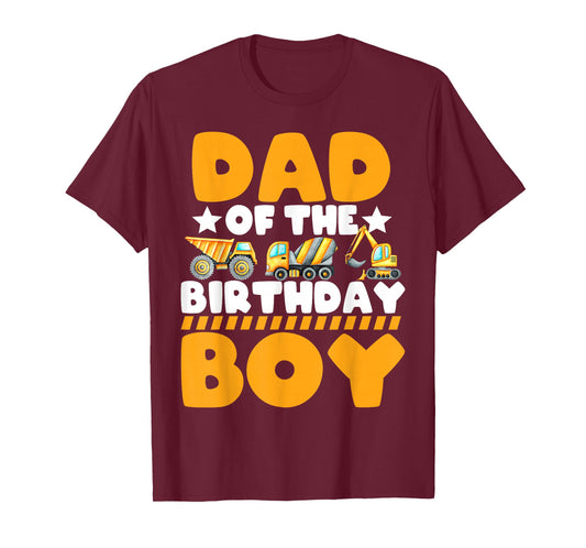 Dad Mom Birthday Crew Construction Excavator Kids Family T-Shirt