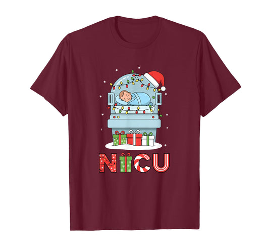 Nurse NICU Nurse Christmas Neonatal Holiday NICU RN Isolette T-Shirt