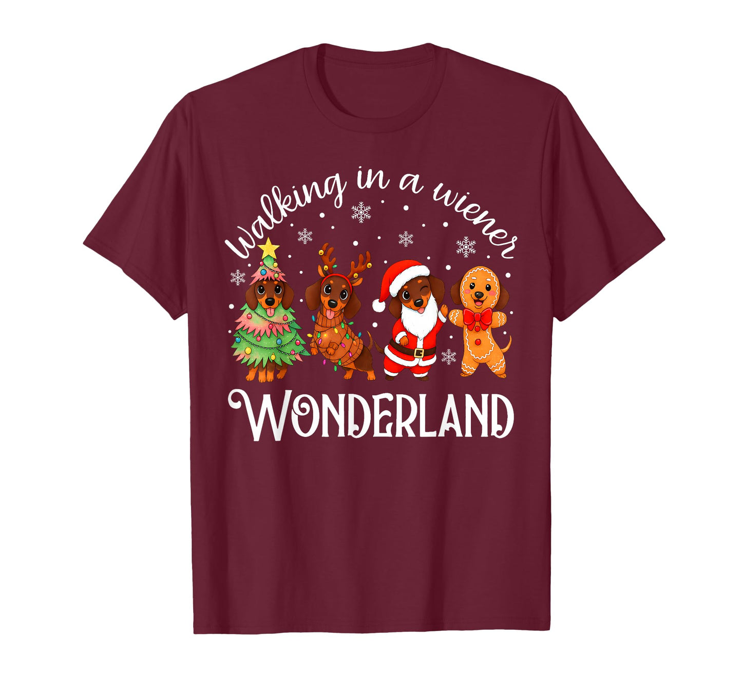Walking in A Weiner Wonderland Funny Dachshund Christmas T-Shirt