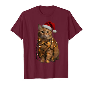 Orange Tabby Cat Christmas Lights Funny Santa Holiday Cats T-Shirt