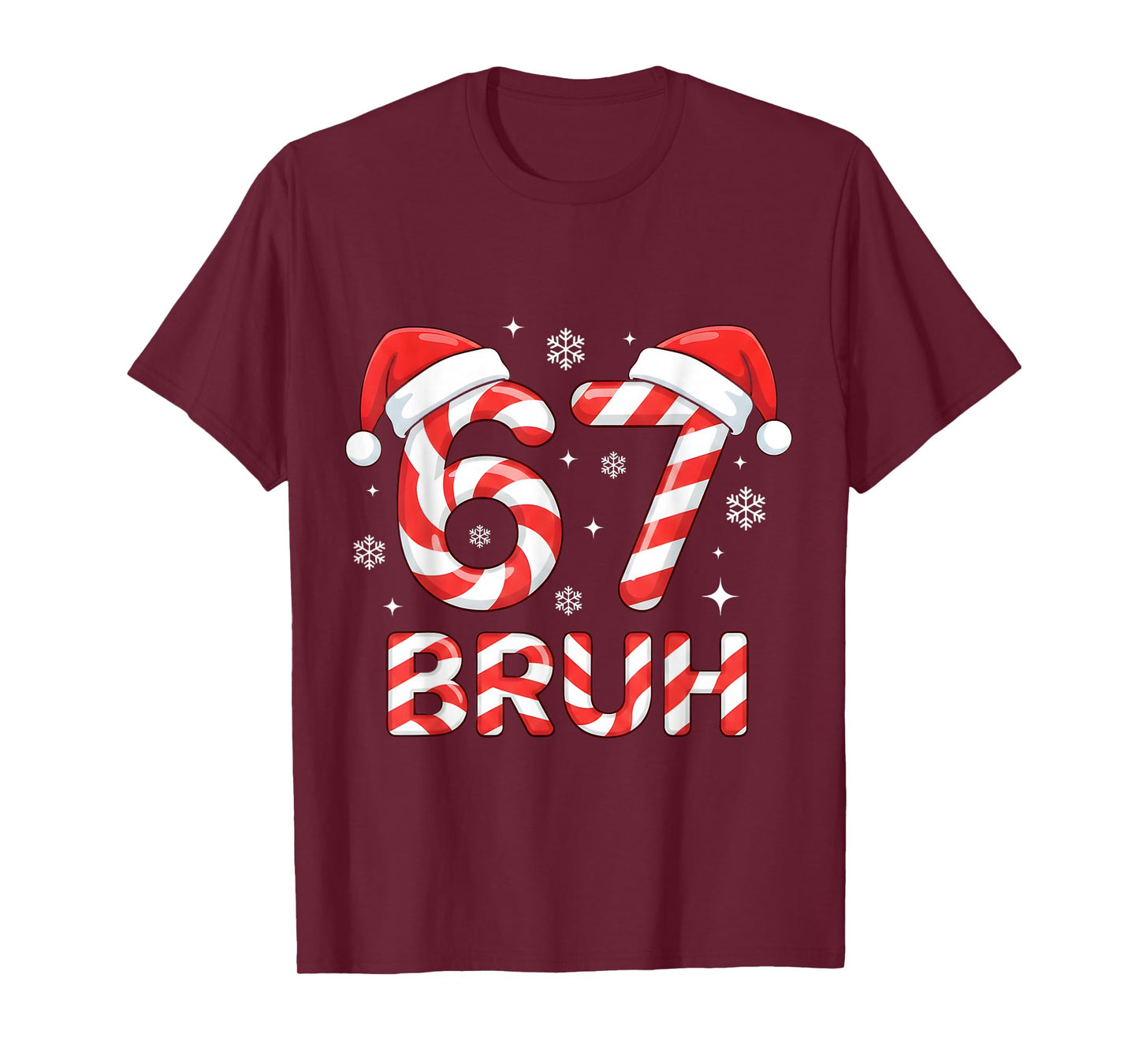 67 Meme Six Seven Memes Candy Cane Christmas Boys Girls Kids T-Shirt