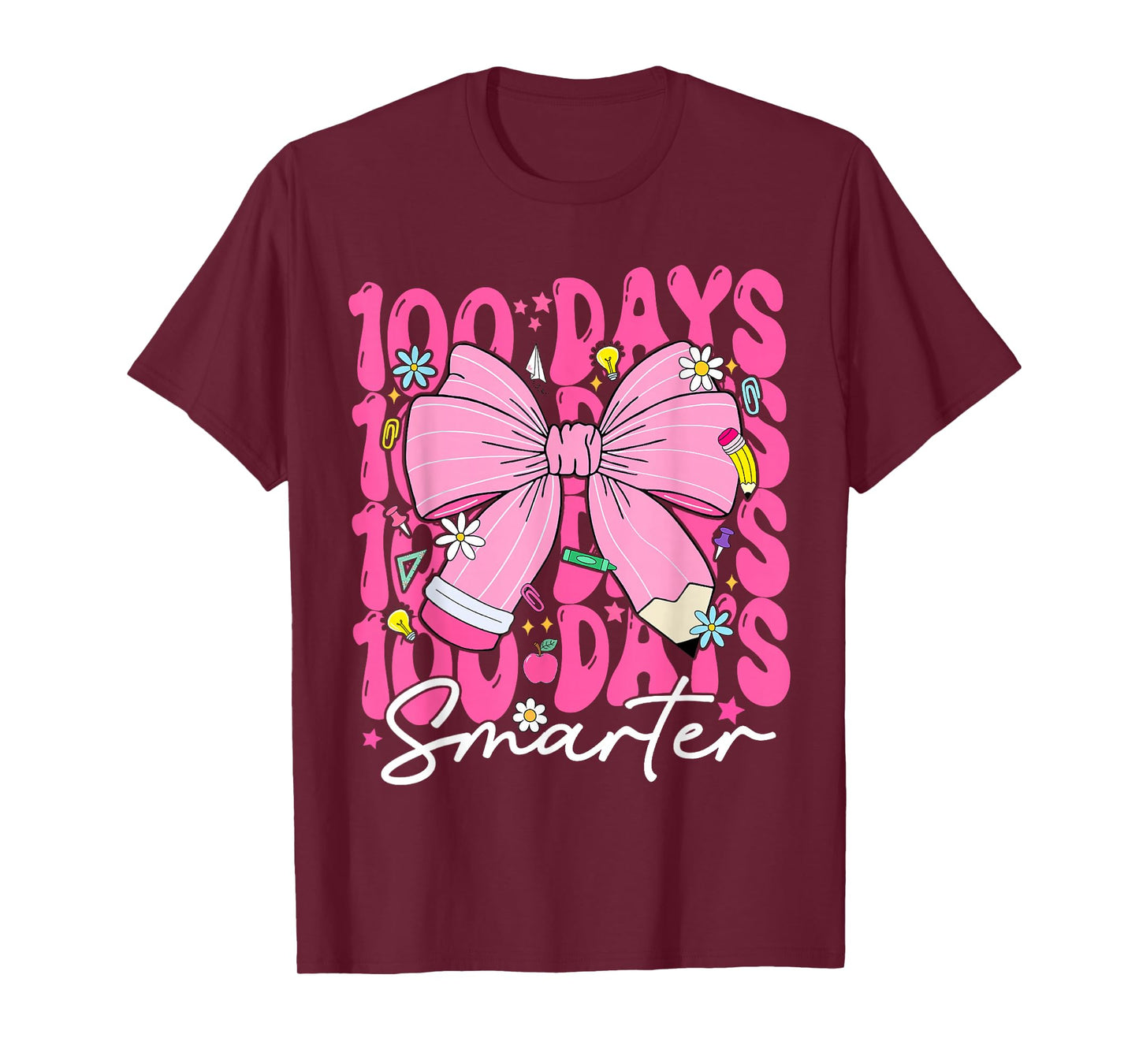 100 Days Smarter Kids Girls Happy 100th Day of School Kids T-Shirt