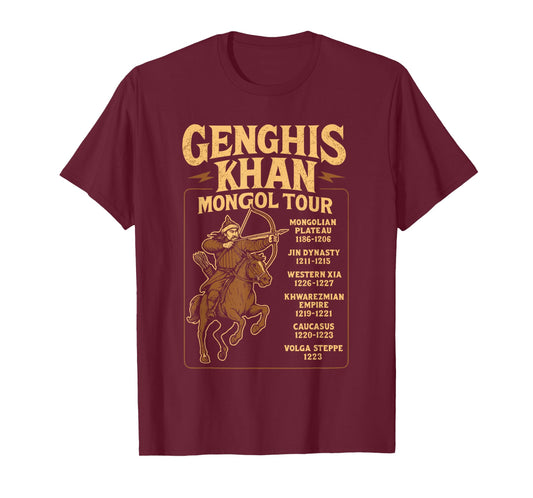 Genghis Khan Mongol Tour Vintage History Design T-Shirt