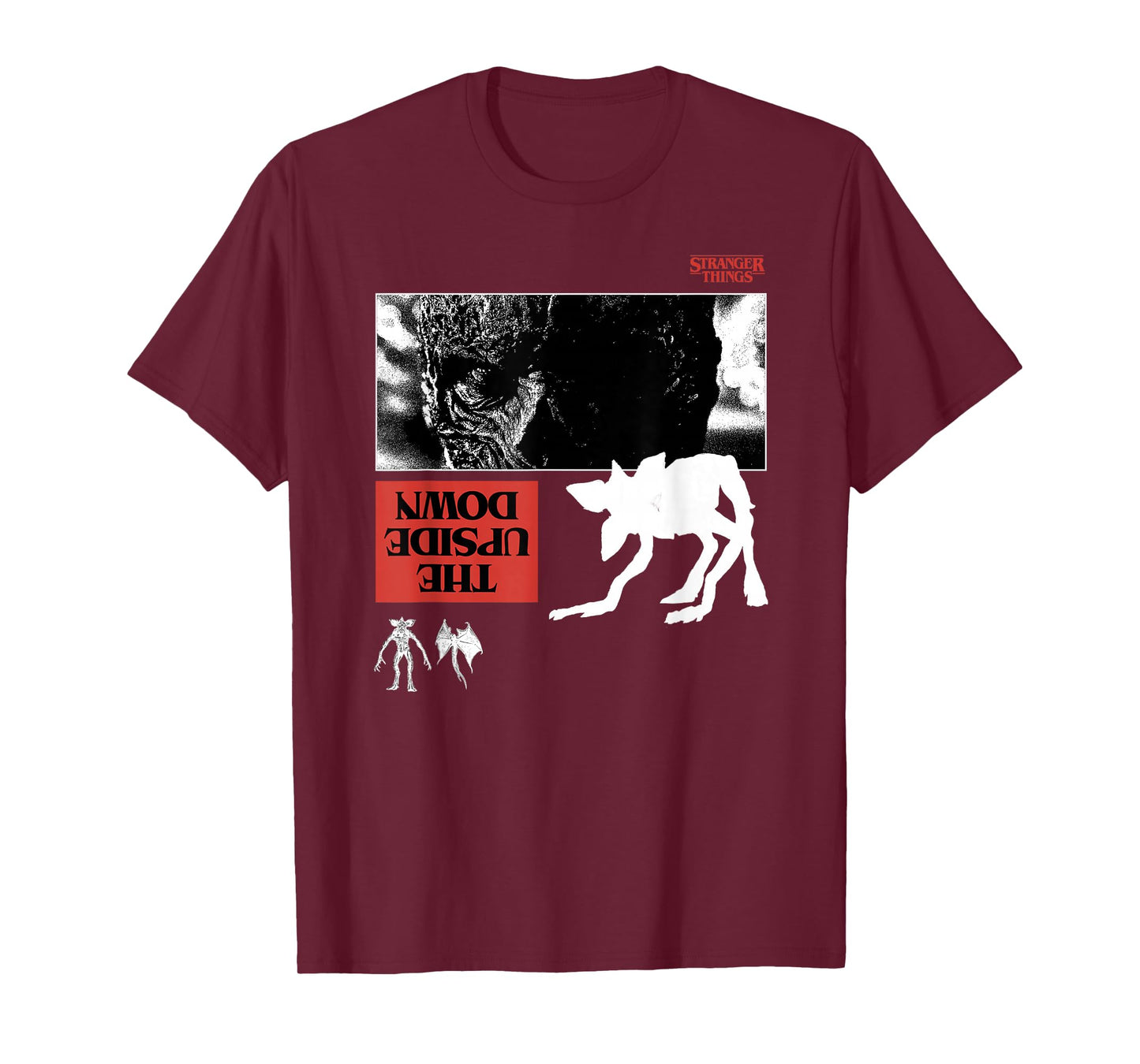 Stranger Things Demodog and Upside Down Red T-Shirt