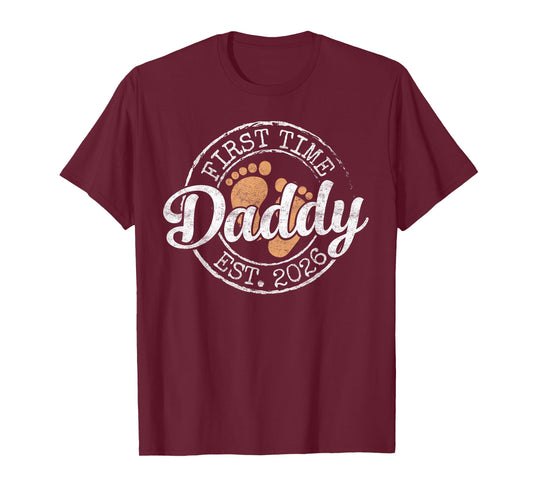 First Time Daddy Est 2026 Stamp Soon Promoted to Dad T-Shirt