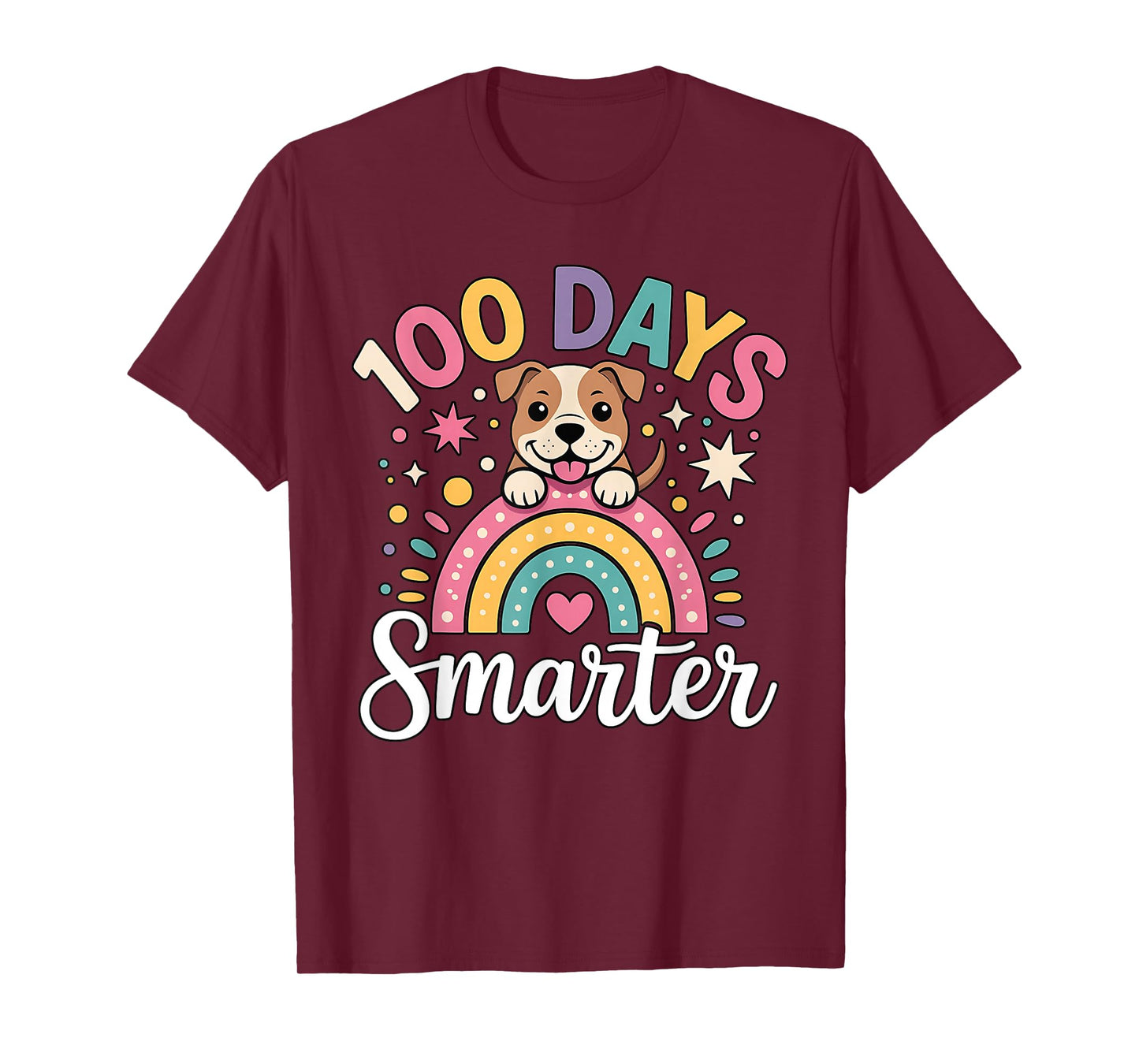 100 Days Smarter Pitbull Dog Rainbow 100th Day of School T-Shirt