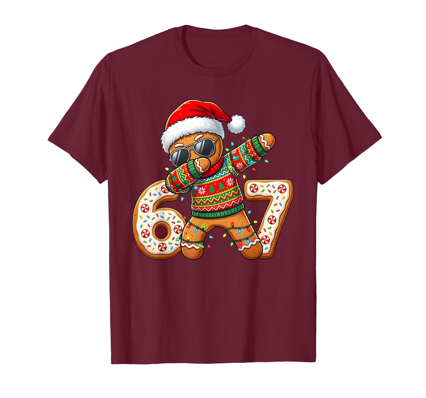 Funny Gingerbread Six Seven 67 Ice Cream Drip Christmas Boys T-Shirt
