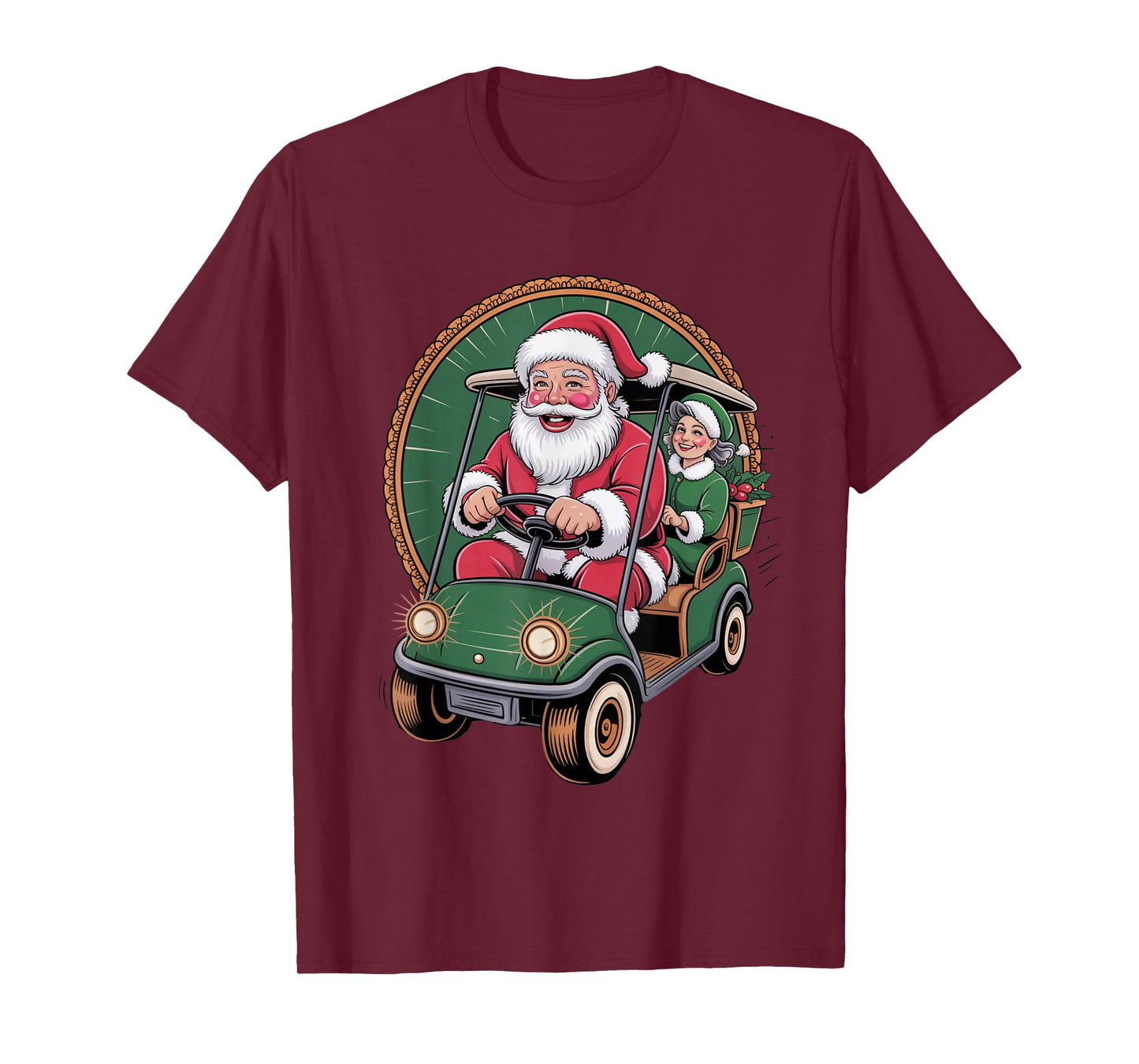 Golf Cart Parade Santa and Mrs Santa Claus Christmas Golfing T-Shirt