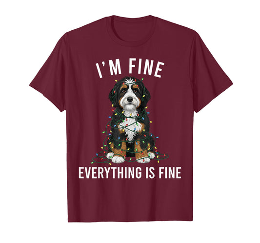Bernedoodle Christmas I'm Fine Everything is Fine T-Shirt