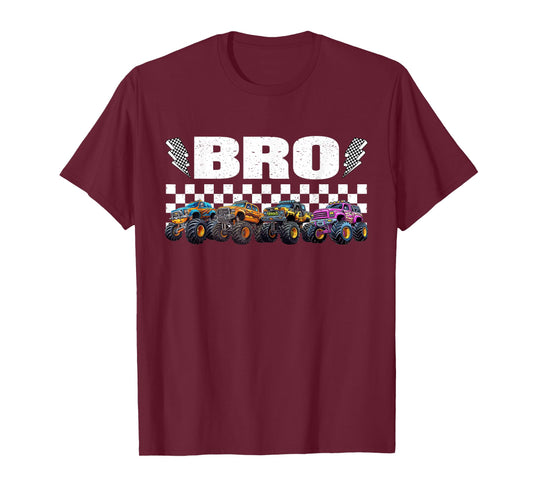 Bro Retro Monster Truck Family Crew Birthday Matching T-Shirt