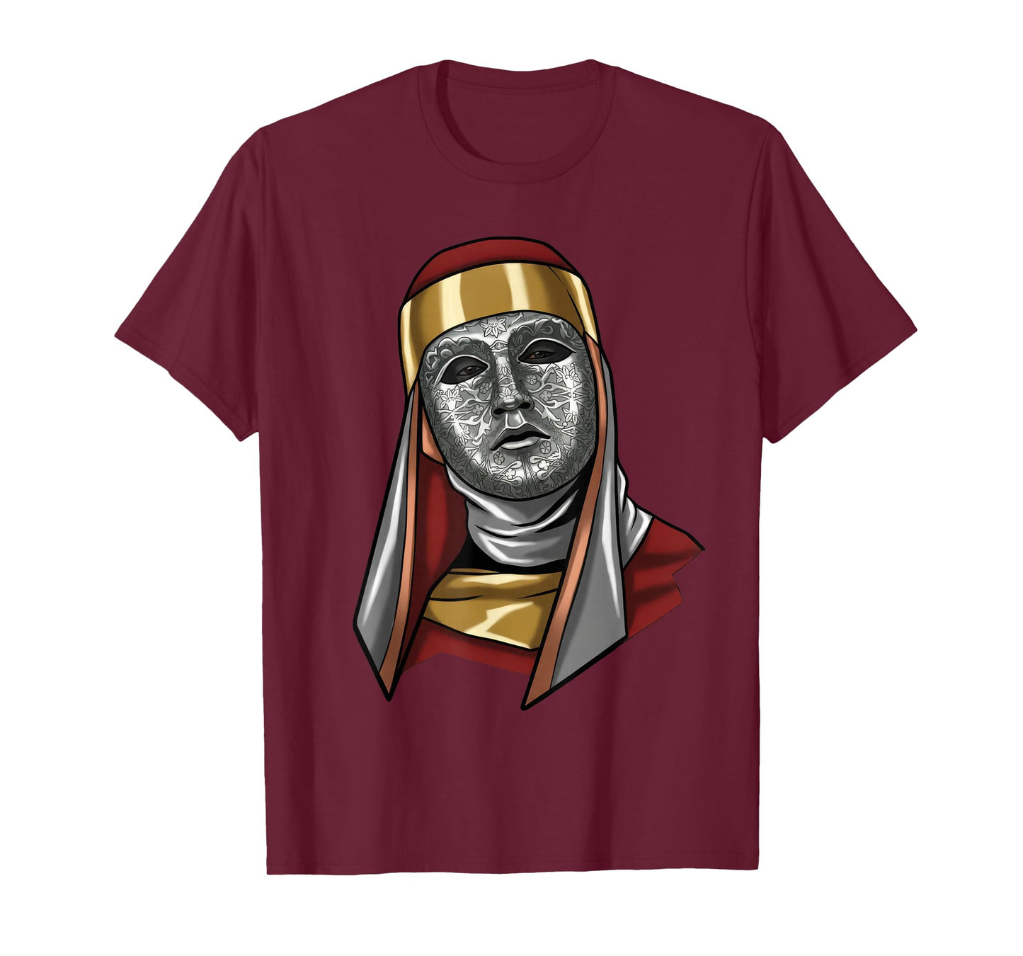 King Baldwin IV Floral Mask Medieval Art Crusader T-Shirt