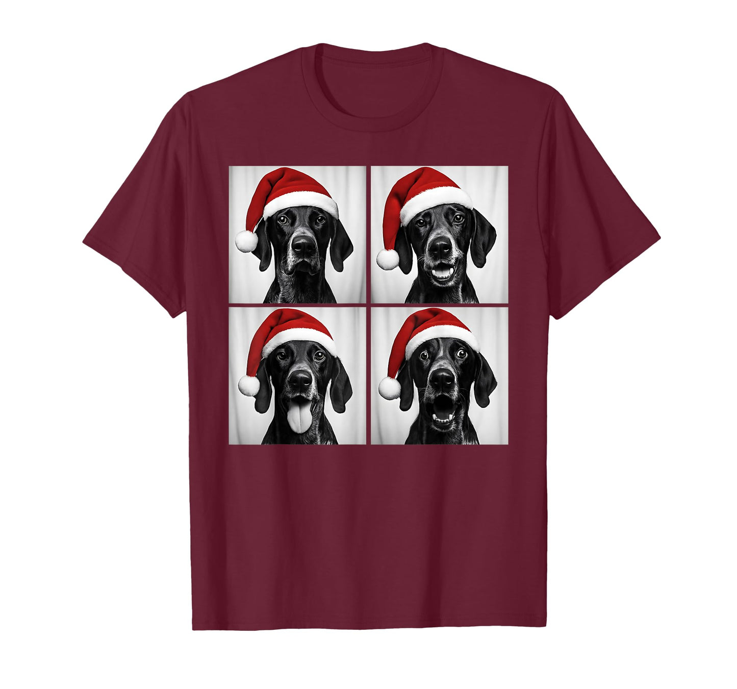 Funny Christmas German Shorthaired Pointer Santa Photo Booth T-Shirt