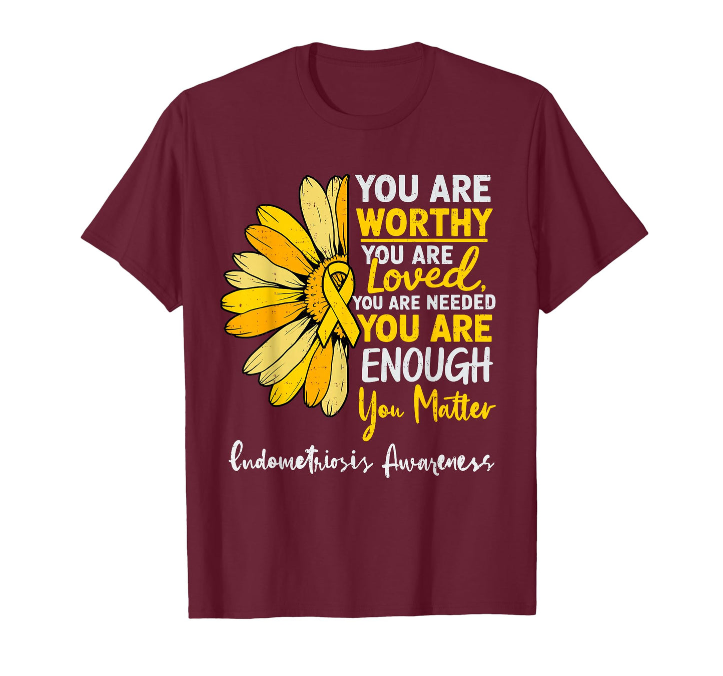Motivational Endometriosis Awareness Yellow Ribbon Endo T-Shirt