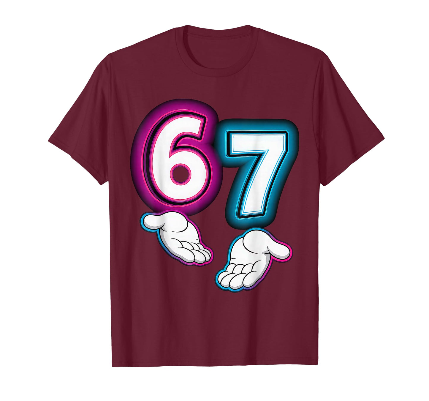 Six Seven 67 Meme 6 7 Glowing Hands T-Shirt
