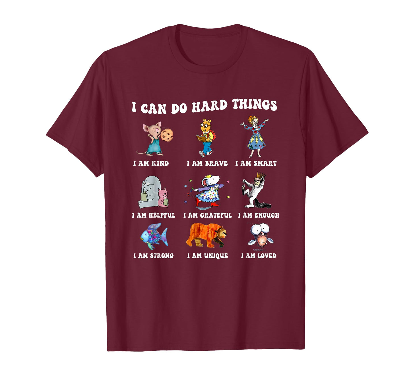 Read Book Characters I Can Do Hard Things Back to School T-Shirt