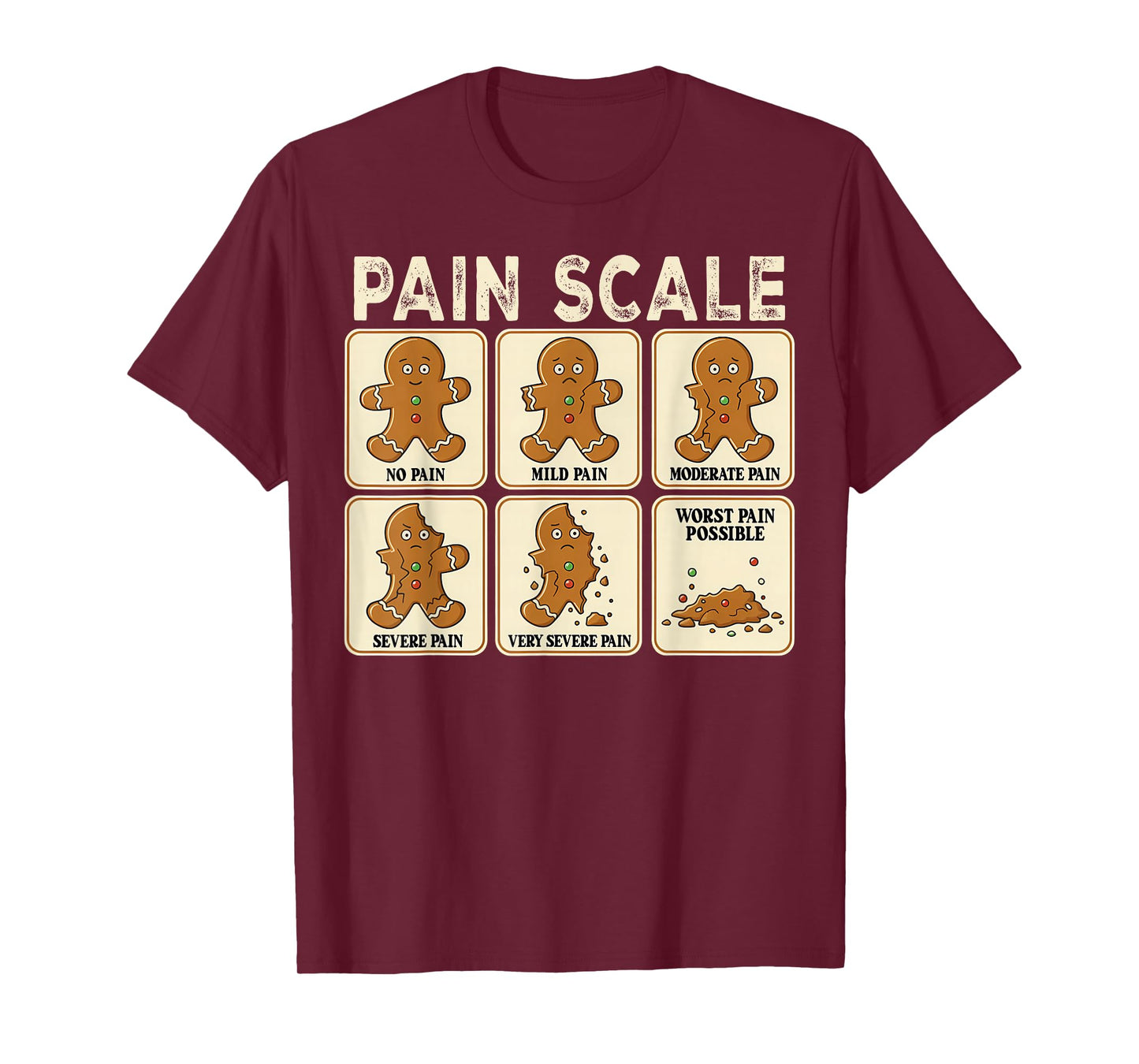 Funny Christmas Nurse Pain Scale Gingerbread Medical Humor T-Shirt