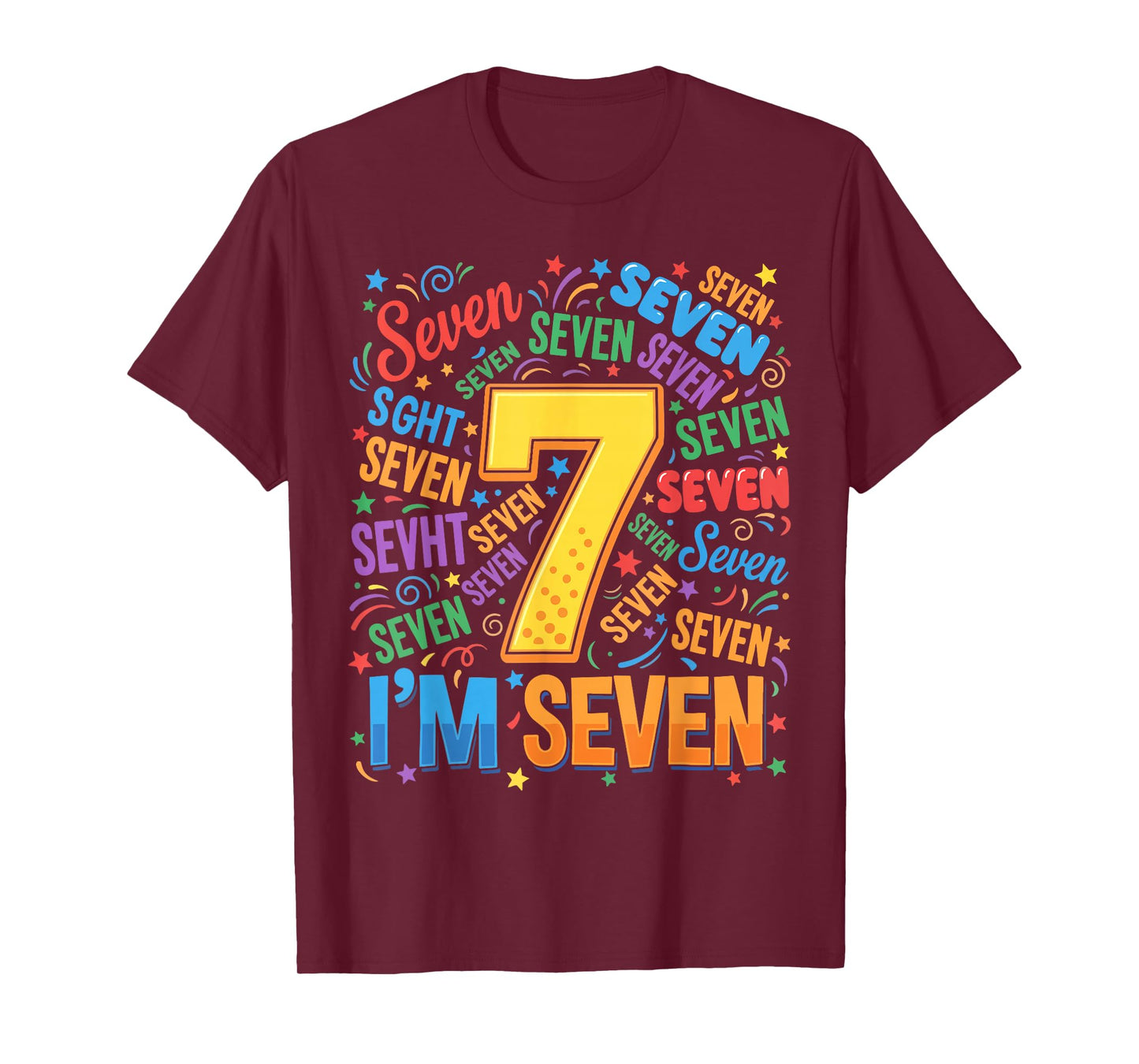 7th Birthday Shirt Boy 7yr Seven 7 Year Old Girls Kids T-Shirt