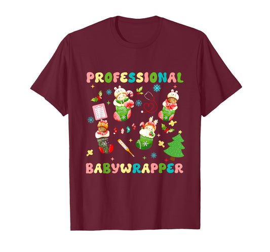 Professional Baby Wrapper Nicu Nurses Christmas for Women T-Shirt