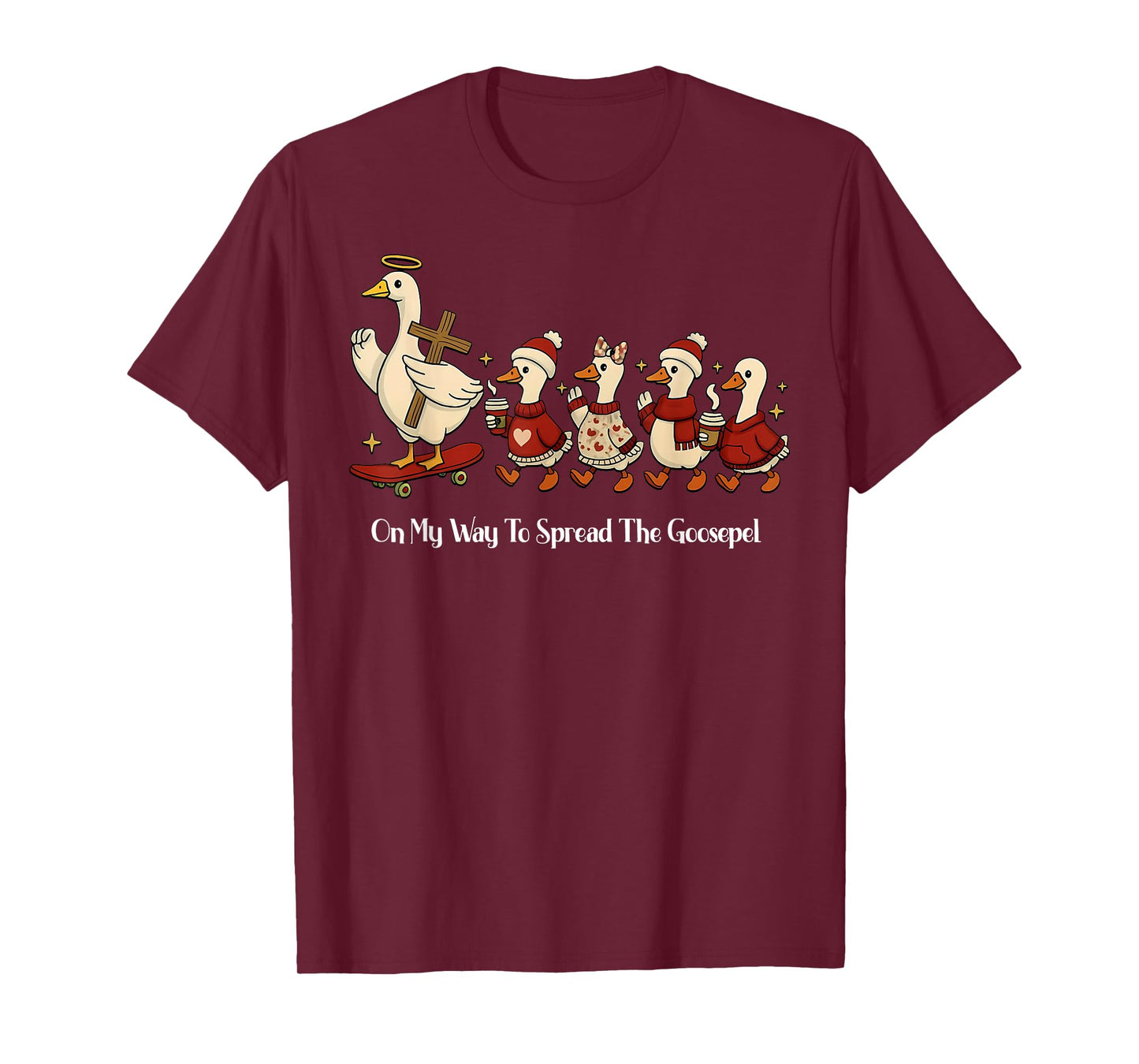 On My Way to Spread The Gospel Christian Christmas Goose T-Shirt