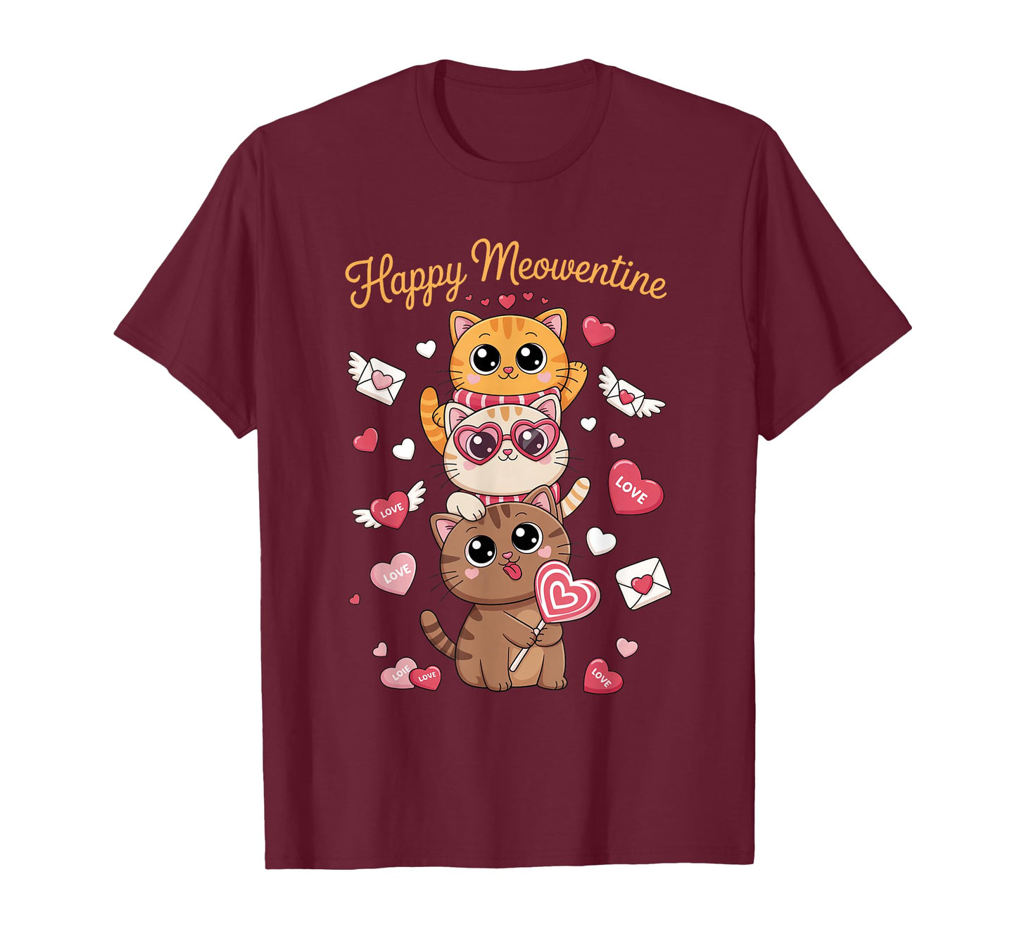 Happy Meowentines Cute Valentine Cat Lovers Girls Women Kid T-Shirt