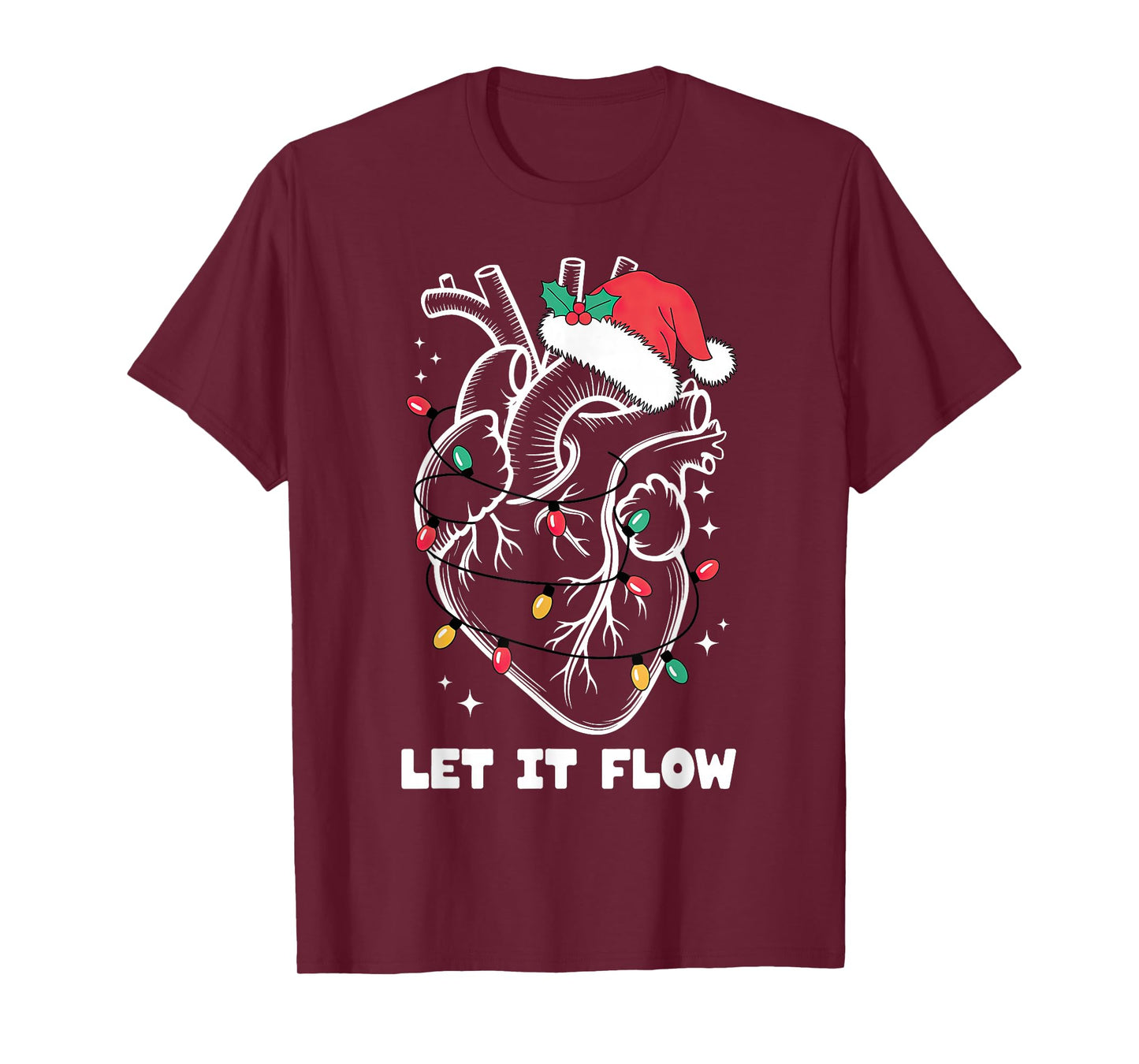 Let It Flow Anatomy Heart Santa Xmas T-Shirt