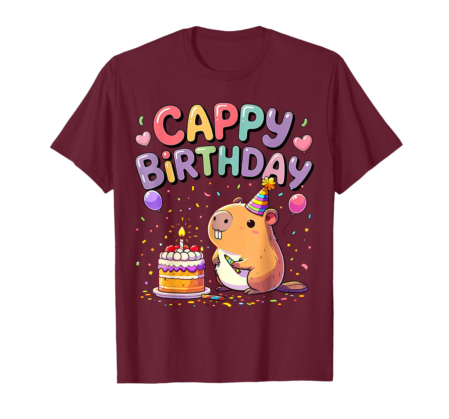 Cappy Birthday Capybara Lovers Girl Boy Happy Birthday Party T-Shirt