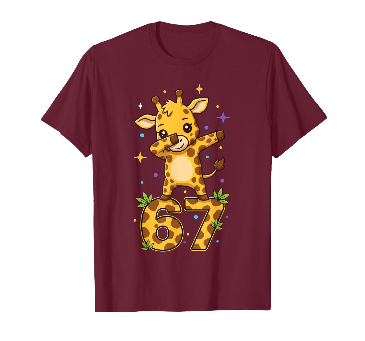 Dabbing Giraffe 67 Funny Six Seven Gen Z Slang Meme Cute T-Shirt
