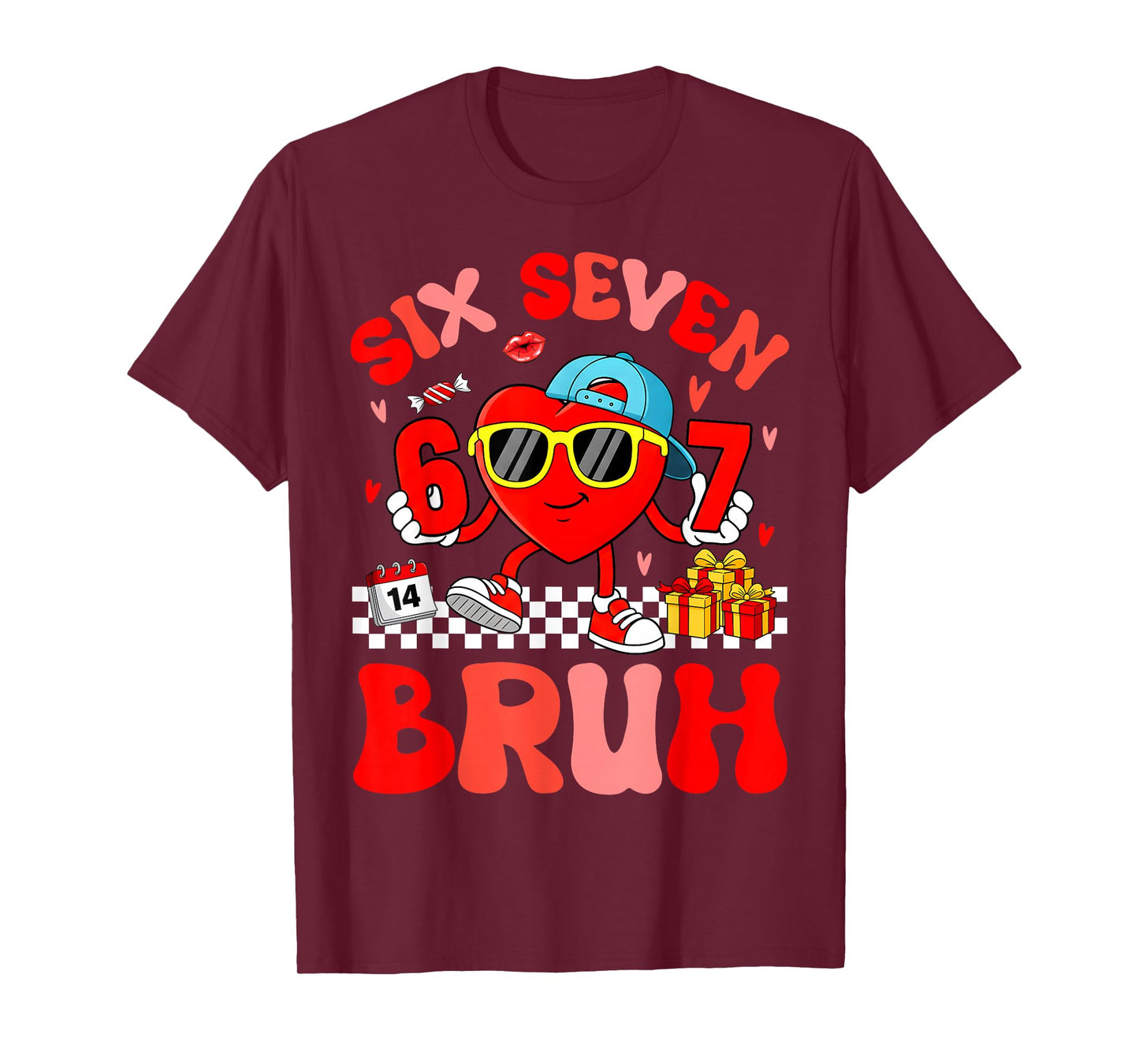 Funny Meme 67 Six Seven Bruh Valentine Heart Toddler Kid Boy T-Shirt